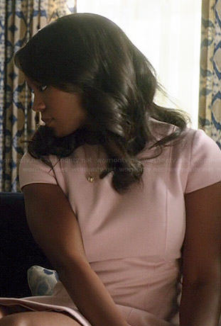 Michaela's pink cap sleeve peplum dress on How to Get Away with Murder