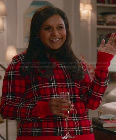 Mindy's red plaid sweater on The Mindy Project