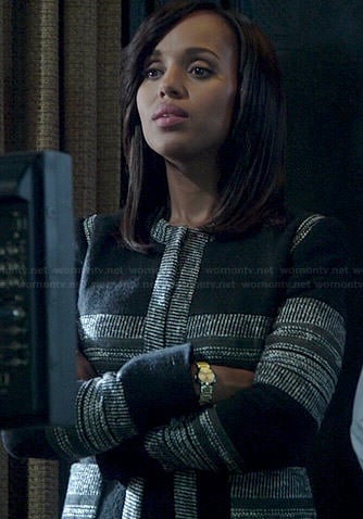 Olivia's black and grey tweed striped jacket on Scandal