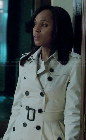 Olivia's off-white trench coat on Scandal