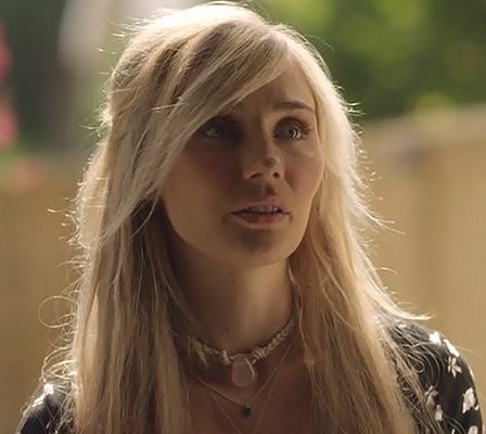 Scarlett's black floral v-neck dress on Nashville