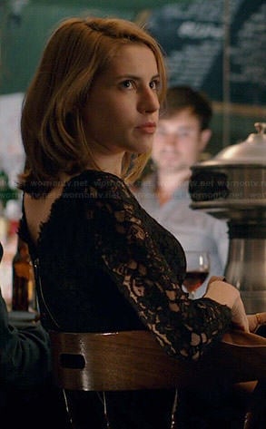 Stevie's black lace dress on Madam Secretary