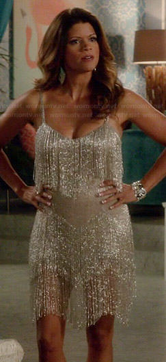 Xiomara's silver fringed dress on Jane the Virgin