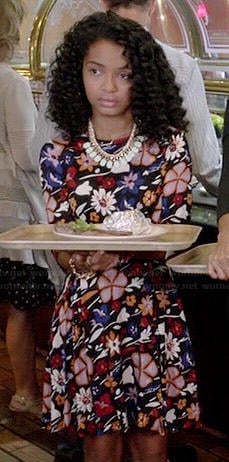 Zoey's black floral dress on Black-ish