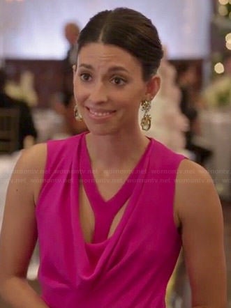 Amy's pink cowl neck gown on Manhattan Love Story