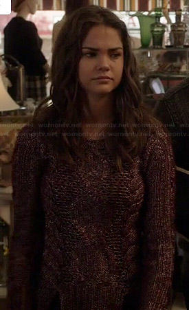 Callie's burgundy cable knit sweater on The Fosters