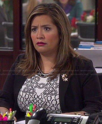 Cristela's black and white chain print dress on Cristela