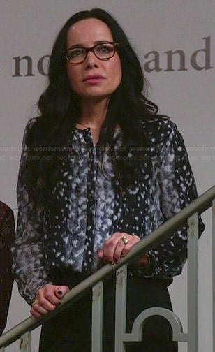 Lyla's black and grey leopard print blouse on Girlfriends Guide to Divorce