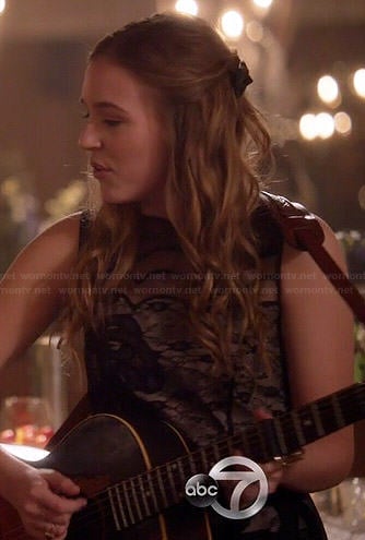 Maddie's black scalloped lace dress on Nashville