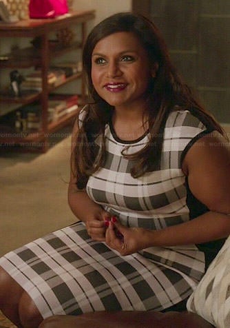Mindy's black and white checked dress on The Mindy Project