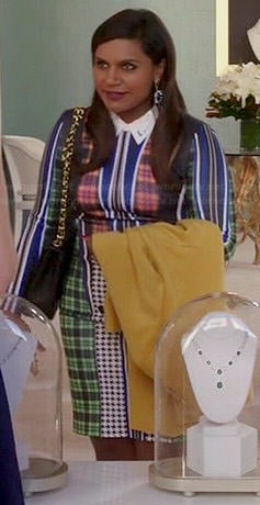Mindy's mixed print collared dress on The Mindy Project