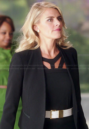 Nina's black cutout top on Benched