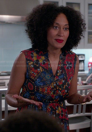Rainbow's blue and red printed maxi dress on Black-ish