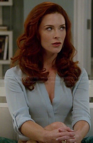 Rose's light blue v-neck blouse on Jane the Virgin