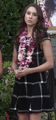Spencer's black checked drop waist dress on Pretty Little Liars