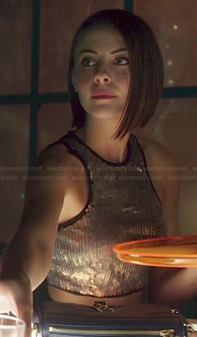 Thea's sequin crop top on Arrow