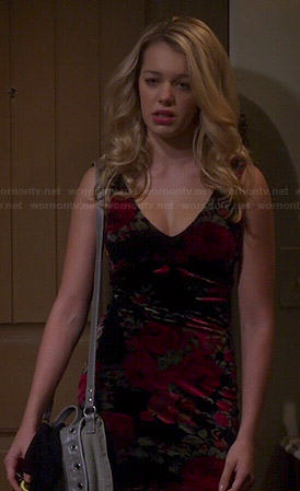 Violet's floral velvet mini dress on Mom