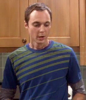 Sheldon's blue and yellow striped shirt on The Big Bang Theory