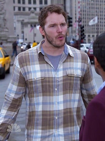 Andy's brown and blue plaid shirt on Parks and Recreation