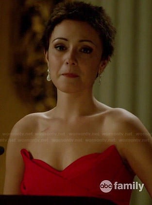 April's red strapless gown on Chasing Life