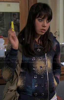 April's spray paint print hoodie on the Parks and Rec intro