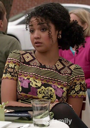Beth's yellow striped and floral dress on Chasing Life