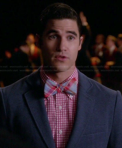 Blaine's red checked shirt and plaid bow tie on Glee