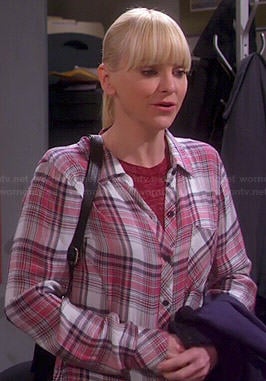 Christy's red plaid shirt on Mom