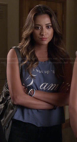 Emily's 'I was up til 5am' top on Pretty Little Liars