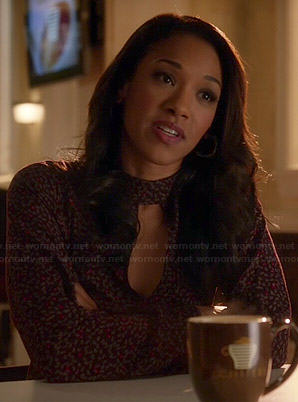 Iris's purple floral keyhole front tunic dress on The Flash
