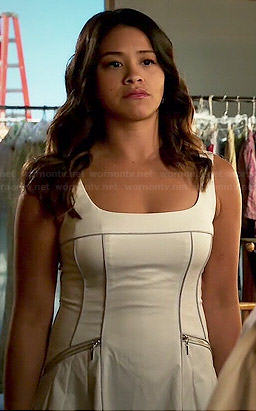 Jane's white dress with zip sides on Jane the Virgin