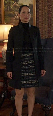 Joan's blue striped skirt on Elementary