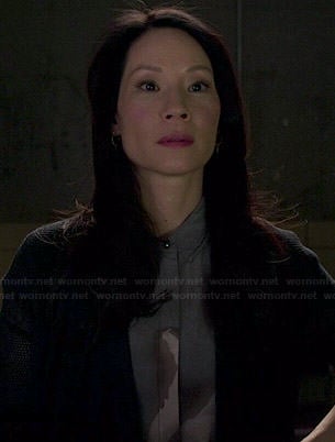 Joan's grey floral shirtdress on Elementary