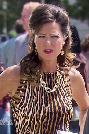 Joan's studded leopard print gown on Parks and Recreation