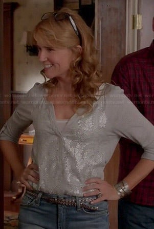 Kathryn's mint beaded top on Switched at Birth