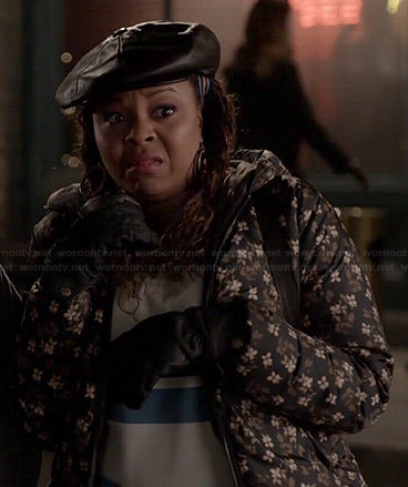 Kay's floral puffer jacket on Marry Me