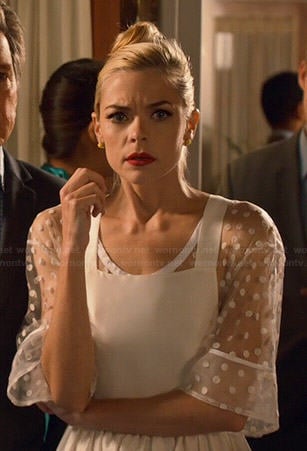 Lemon's sheer white polka dot pinafore dress on Hart of Dixie