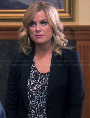 Leslie's lace print top on Parks and Recreation