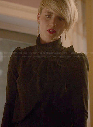 Margaux's black bow neck jacket on Revenge