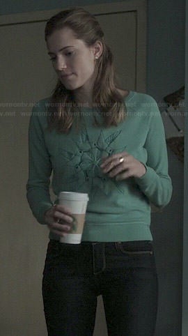 Marnie's aqua green bird sweater on Girls