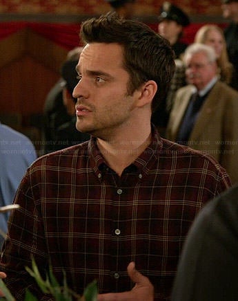 Nick's brown plaid shirt on New Girl