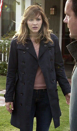 Paige's navy trench coat on Scorpion
