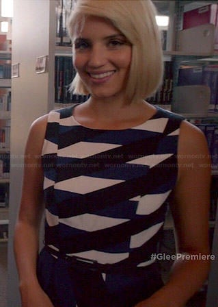 Quinn's blue, black and white striped dress on Glee