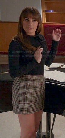 Rachel's black bow sweater and houndstooth skirt on Glee