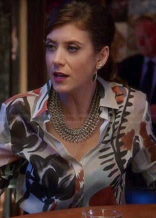 Rebecca's watercolor print blouse on Bad Judge