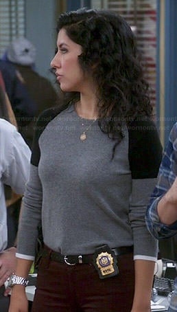 Rosa's grey colorblock sweater on Brooklyn Nine-Nine