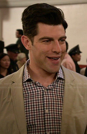 Schmidt's navy and red checked shirt on New Girl