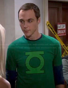 Sheldon's Green Lantern logo shirt on The Big Bang Theory