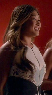 Tina's floral colorblock zip front dress on Glee