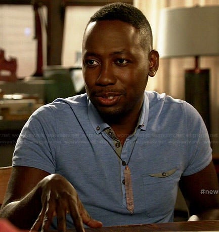 Winston's blue polo shirt on New Girl